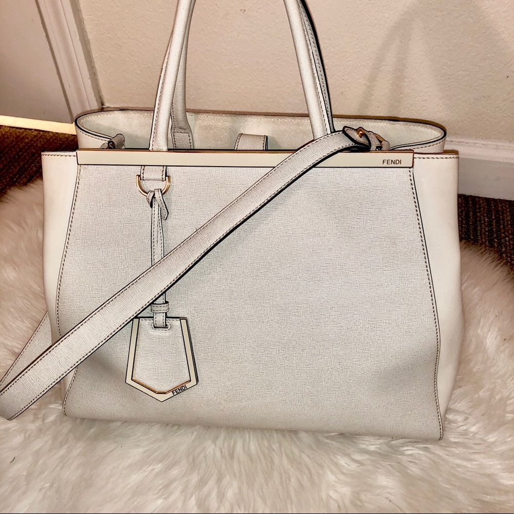 FENDI 2jours White Leather Tote